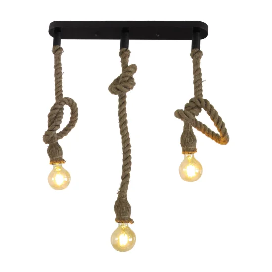 LÁMPARA DE TECHO 3 LUCES CUERDA BARCO