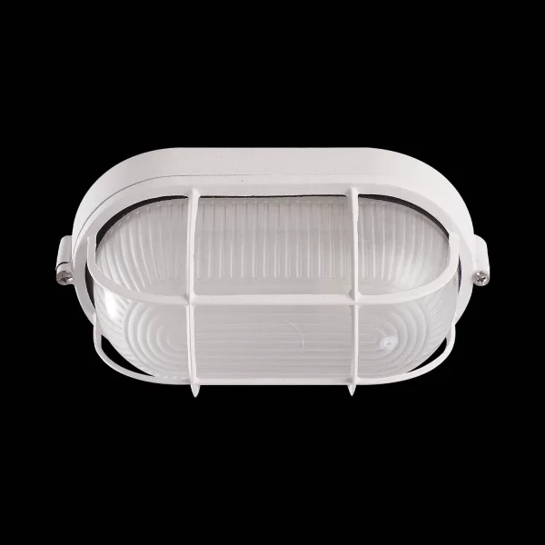 APLIQUE EXTERIOR ESTANCO OVAL REJILLA BLANCO