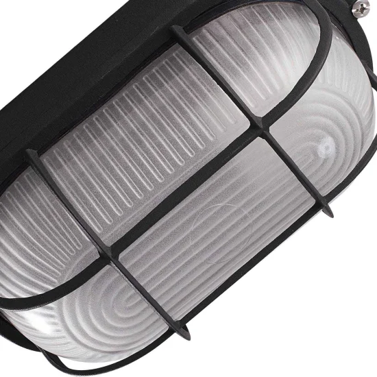 APLIQUE EXTERIOR ESTANCO OVAL REJILLA NEGRO 2