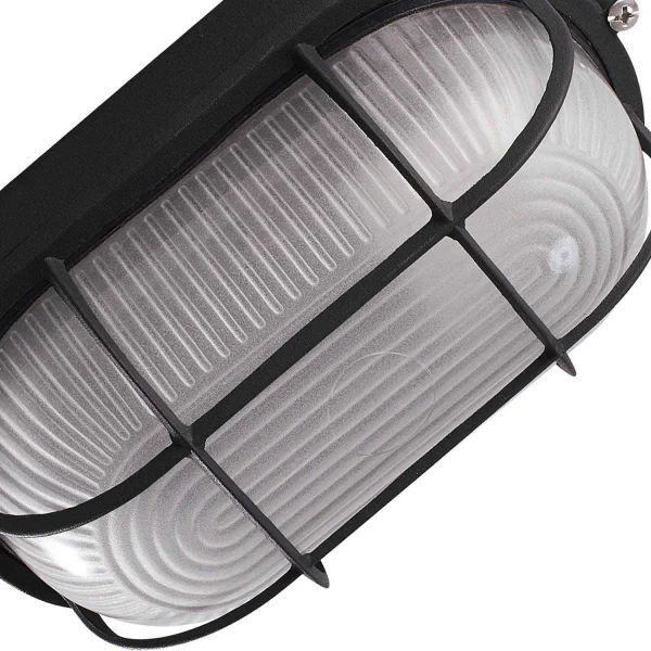 APLIQUE EXTERIOR ESTANCO OVAL REJILLA NEGRO