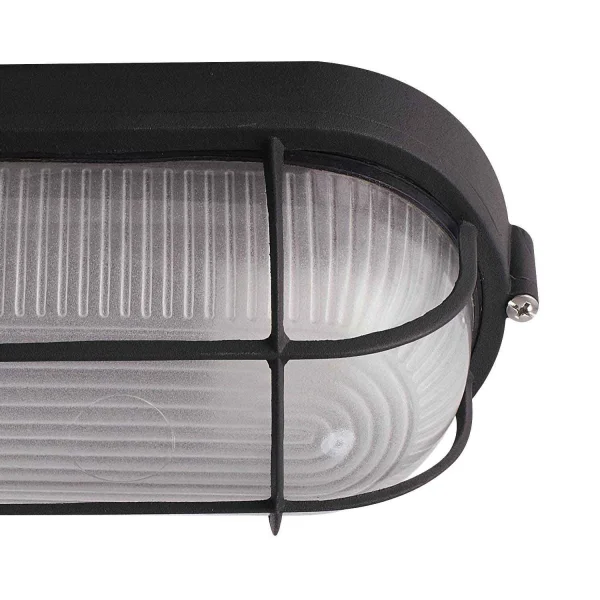 APLIQUE EXTERIOR ESTANCO OVAL REJILLA NEGRO