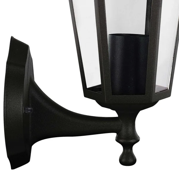 APLIQUE EXTERIOR HEXAGONAL NEGRO E27