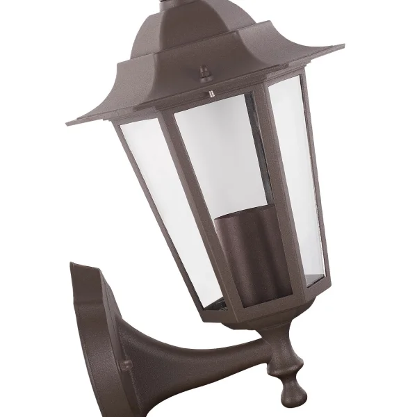 APLIQUE EXTERIOR HEXAGONAL MARRÓN ÓXIDO E27