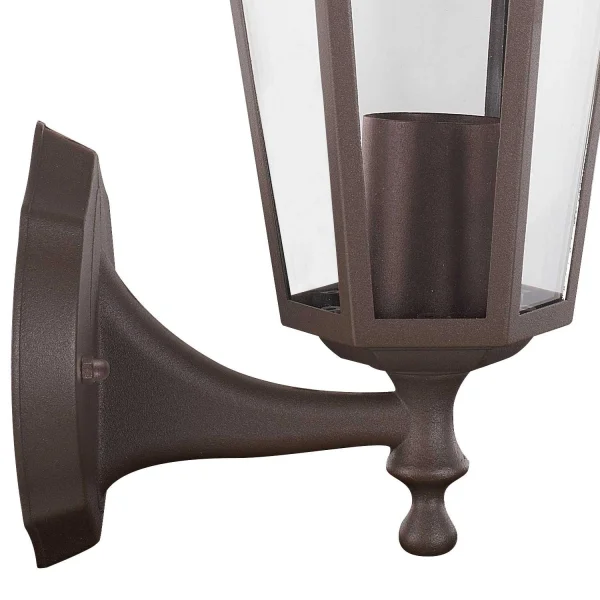 APLIQUE EXTERIOR HEXAGONAL MARRÓN ÓXIDO E27