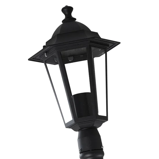 FAROLA PIE EXTERIOR HEXAGONAL NEGRO 2