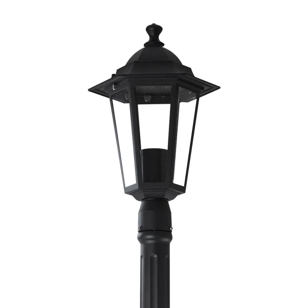 FAROLA PIE EXTERIOR HEXAGONAL NEGRO