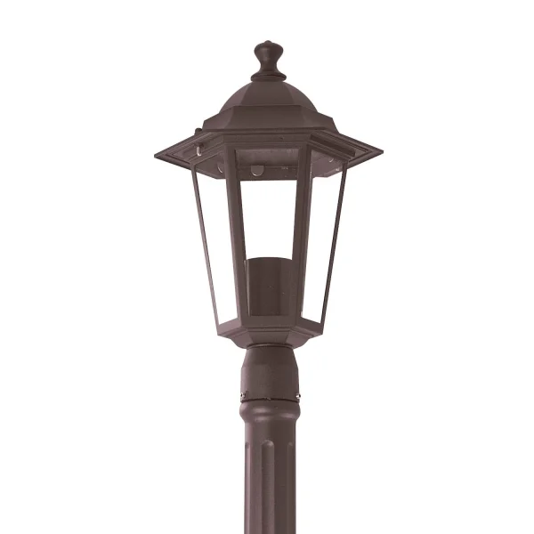 FAROLA PIE EXTERIOR HEXAGONAL MARRÓN ÓXIDO