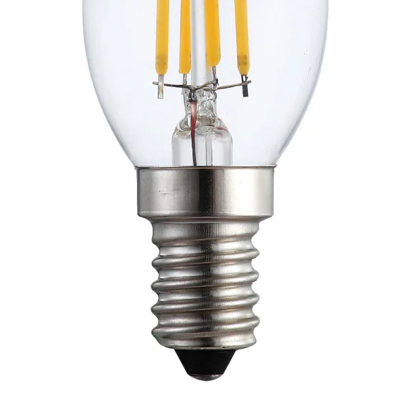 Bombilla LED E14 filamento tipo vela 4W C35 luz cálida - Minaled