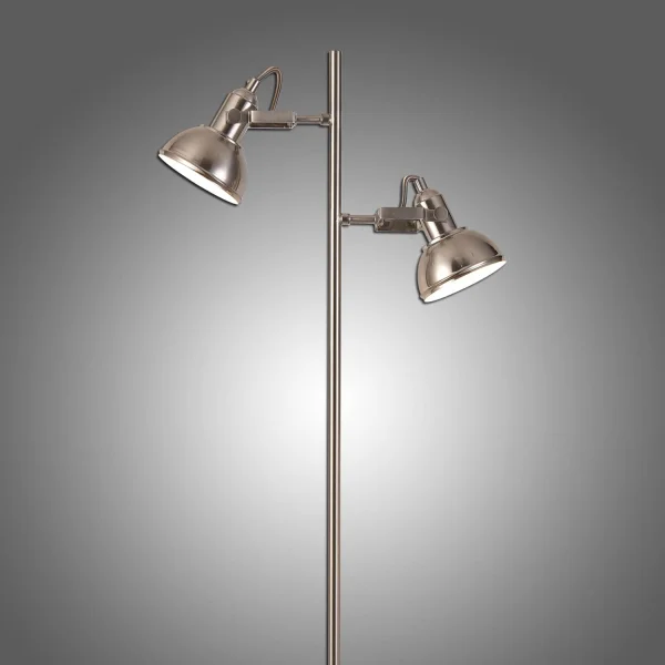 LÁMPARA DE PIE DECORATIVA 2 LUCES MURRAY NÍQUEL LÁMPARA DE PIE DECORATIVA 2 LUCES MURRAY NÍQUEL