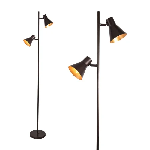 LÁMPARA DE PIE DECORATIVA 2 LUCES CLARENCE MARRÓN