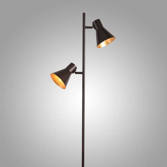 LÁMPARA DE PIE DECORATIVA 2 LUCES CLARENCE MARRÓN 2