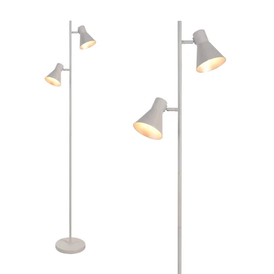 LÁMPARA DE PIE DECORATIVA 2 LUCES CLARENCE BLANCO