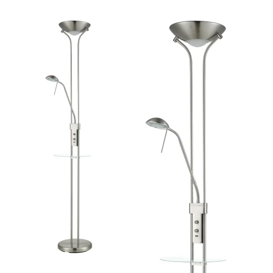 LÁMPARA DE PIE LED AYMERICK 18W+5W 3000K USB NÍQUEL 2