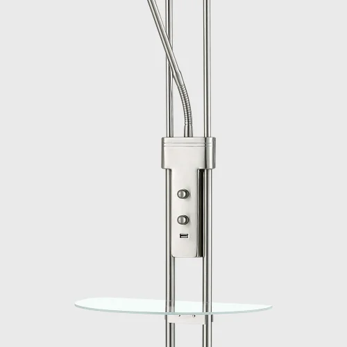 LÁMPARA DE PIE LED AYMERICK 18W+5W 3000K USB NÍQUEL