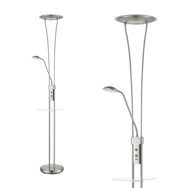 LÁMPARA DE PIE LED ARTEMIS 18W+5W 3000K USB NÍQUEL