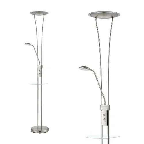 LÁMPARA DE PIE LED ARTEMIS 18W+5W 3000K USB NÍQUEL