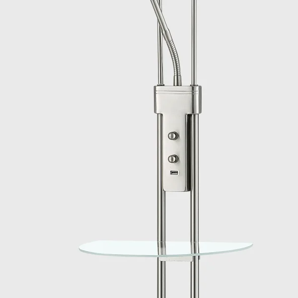 LÁMPARA DE PIE LED ARTEMIS 18W+5W 3000K USB NÍQUEL