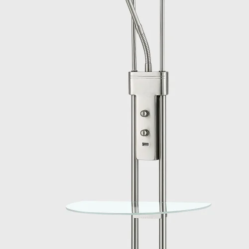 LÁMPARA DE PIE LED ARTEMIS 18W+5W 3000K USB NÍQUEL