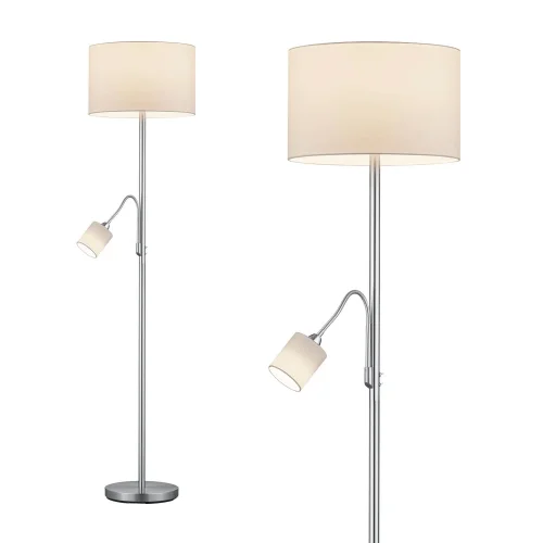 LÁMPARA DE PIE BROOME C/FLEXO METAL PANTALLA BLANCA