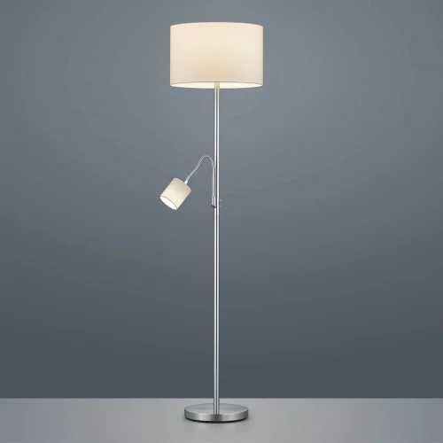 LÁMPARA DE PIE BROOME C/FLEXO METAL PANTALLA BLANCA