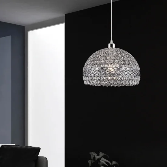 COLGANTE 1 LUZ TUDOR CROMO Y CRISTAL 2