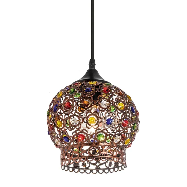 COLGANTE 1 LUZ ONEYDA BRONCE COLORES 20 CM