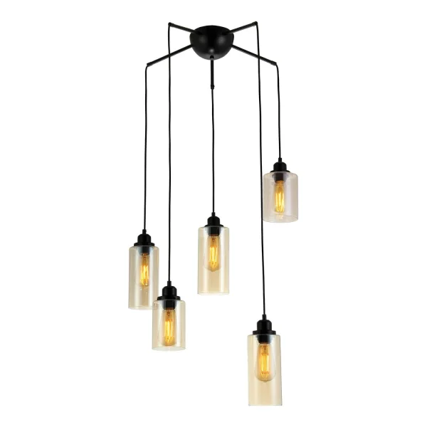 COLGANTE 5 LUCES JUDITH NEGRO VINTAGE