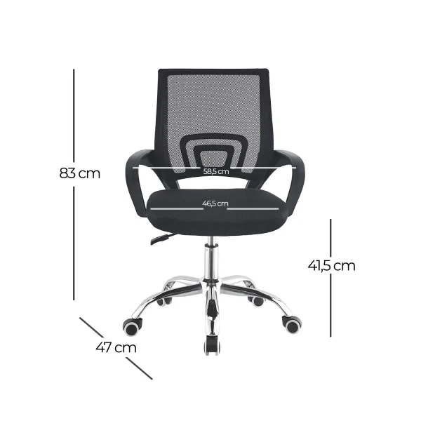 SILLA ESCRITORIO AETHELRED NEGRO CROMO