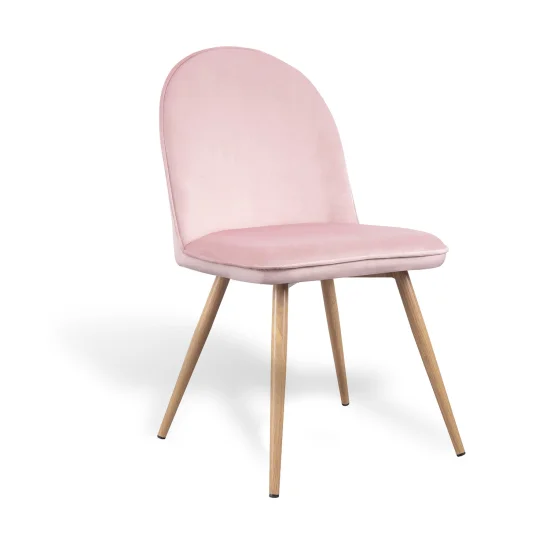SILLA HADLEY TERCIOPELO ROSA PATAS HAYA