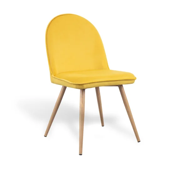 SILLA HADLEY TERCIOPELO MOSTAZA PATAS HAYA