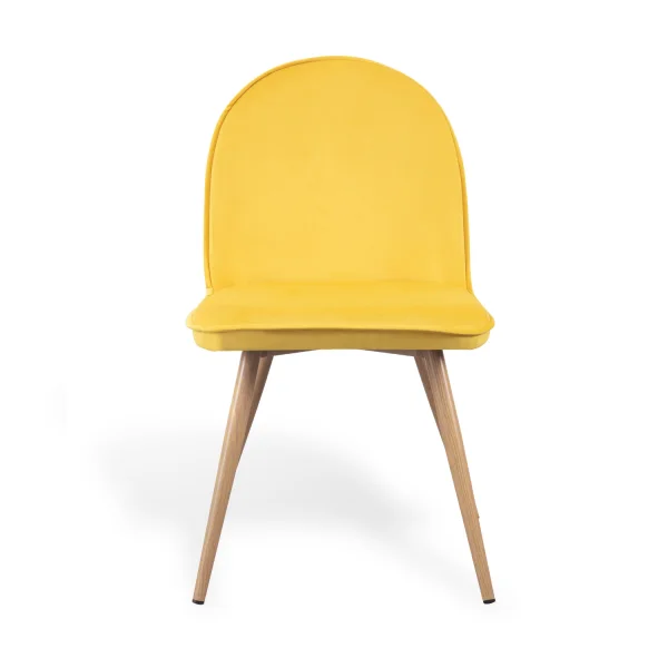 SILLA HADLEY TERCIOPELO MOSTAZA PATAS HAYA