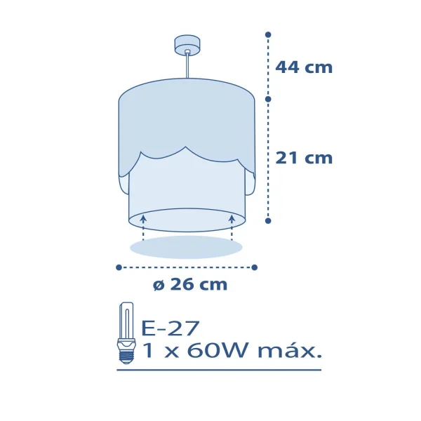 LÁMPARA COLGANTE INFANTIL MOON E27 AZUL LÁMPARA COLGANTE INFANTIL MOON E27 AZUL