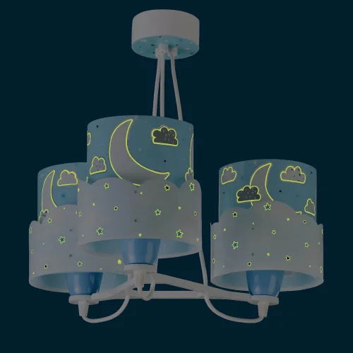 LÁMPARA INFANTIL 3 LUCES MOON E27 AZUL