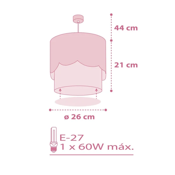 LÁMPARA COLGANTE INFANTIL MOON E27 ROSA