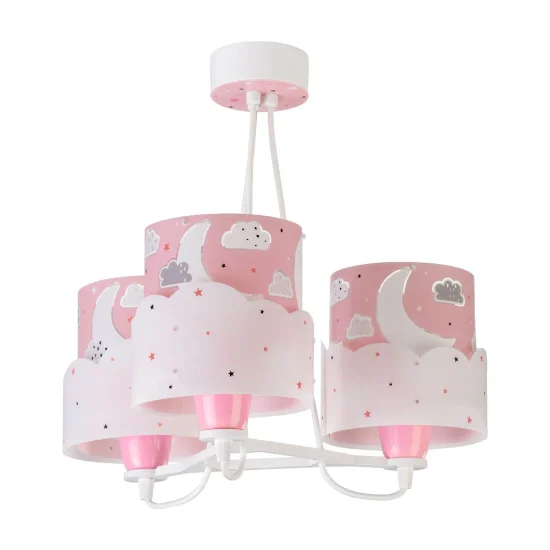 LÁMPARA INFANTIL 3 LUCES MOON E27 ROSA