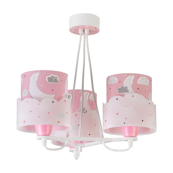 LÁMPARA INFANTIL 3 LUCES MOON E27 ROSA