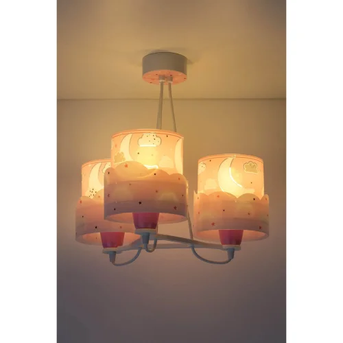 LÁMPARA INFANTIL 3 LUCES MOON E27 ROSA