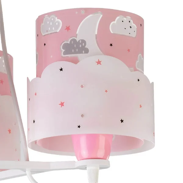 LÁMPARA INFANTIL 3 LUCES MOON E27 ROSA