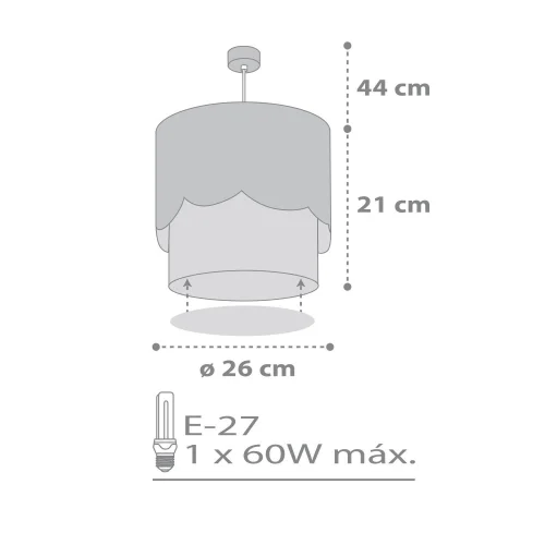 LÁMPARA COLGANTE INFANTIL MOON E27 GRIS