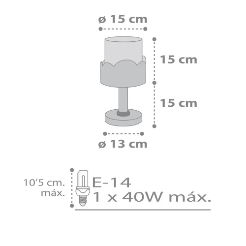 LÁMPARA DE MESA INFANTIL MOON E14 GRIS