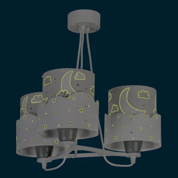 LÁMPARA INFANTIL 3 LUCES MOON E27 GRIS