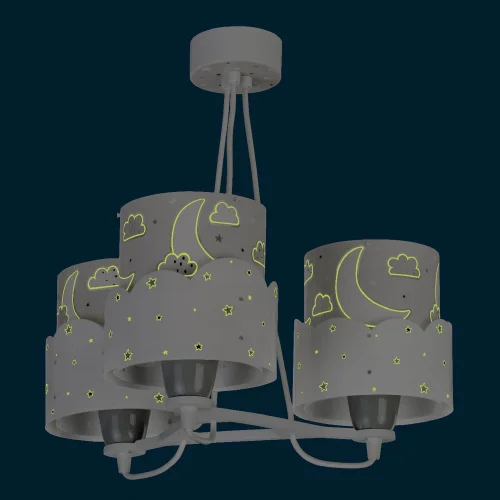 LÁMPARA INFANTIL 3 LUCES MOON E27 GRIS