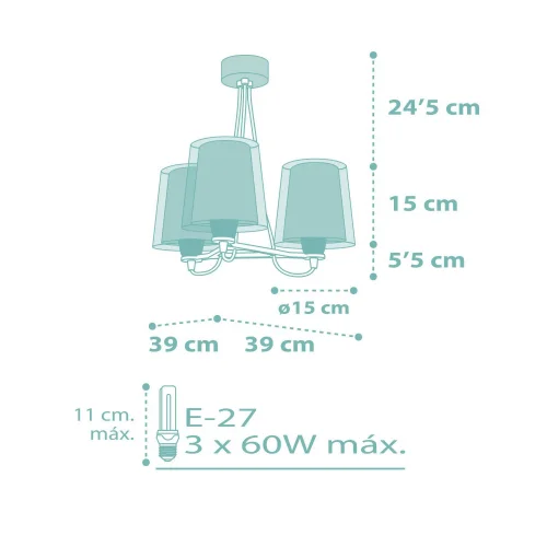 LÁMPARA INFANTIL 3 LUCES DREAM FLOWERS E27 VERDE
