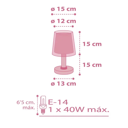 LÁMPARA DE MESA INFANTIL DREAM FLOWERS E14 ROSA