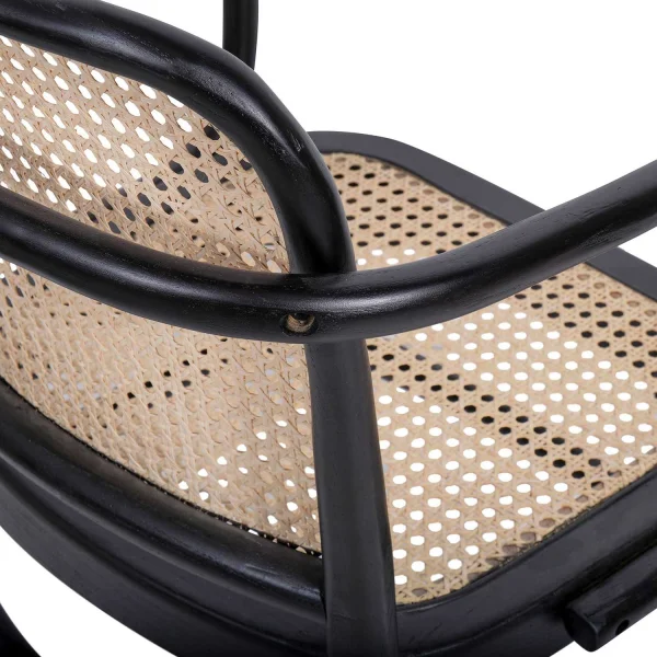 SILLA HANNAH CON REPOSABRAZOS MADERA NEGRA RATTAN