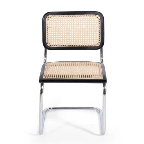 SILLA WEBSTER NEGRA RATTAN NATURAL