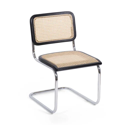 SILLA WEBSTER NEGRA RATTAN NATURAL