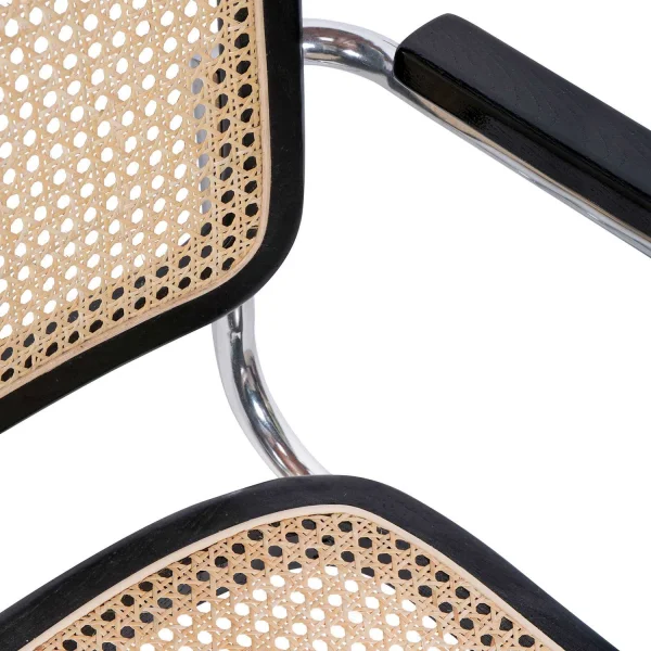 SILLA WEBSTER CON REPOSABRAZOS NEGRA RATTAN NATURAL