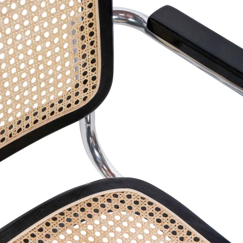 SILLA WEBSTER CON REPOSABRAZOS NEGRA RATTAN NATURAL