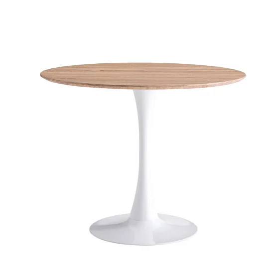 MESA SAN ANTONI Ø90 CM PATA BLANCA TAPA NATURAL 2